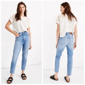 Madewell The Mom Jean Ultra High Rise Light Wash Tapered Ankle Jeans size 29